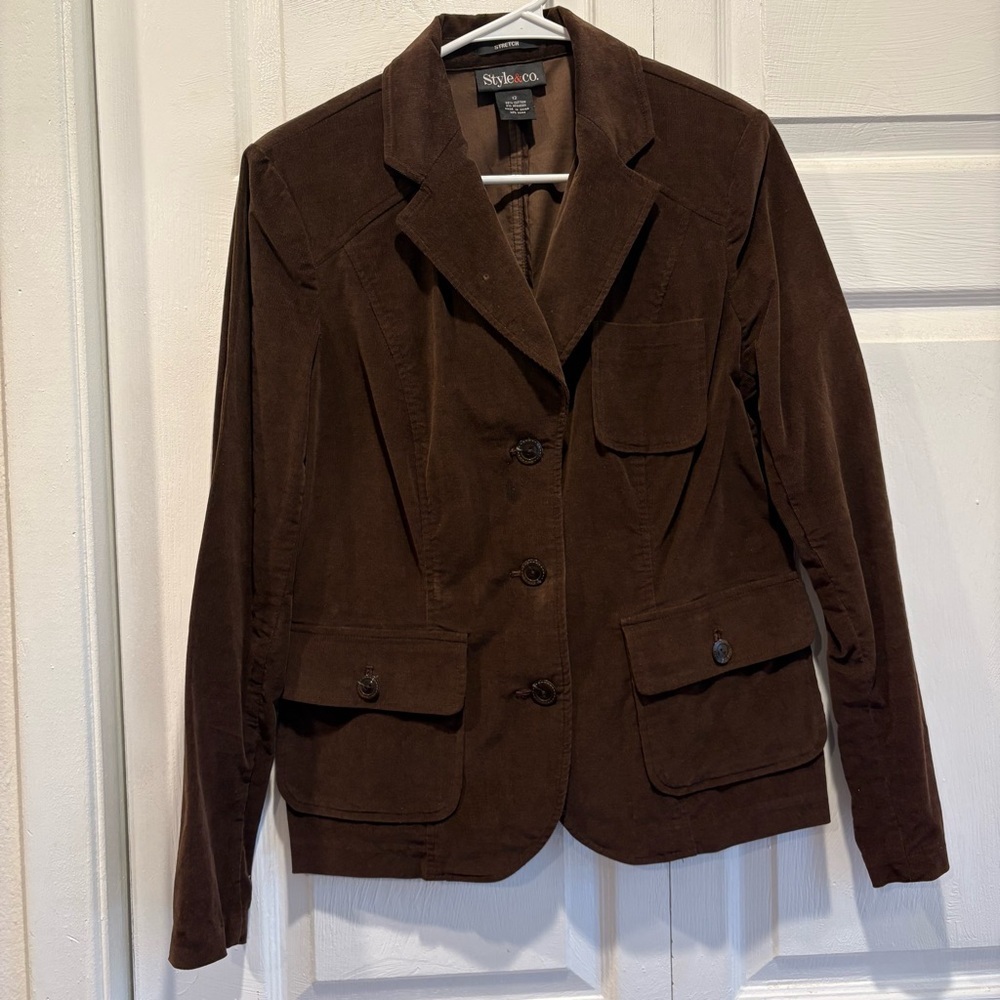 Vintage Style & Co Stretch Brown Corduroy Blazer - Size 12